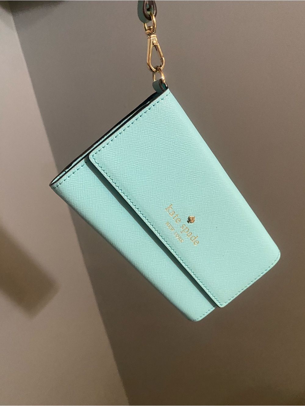 kate spade Mint Green Saffiano Wristlet Card Case